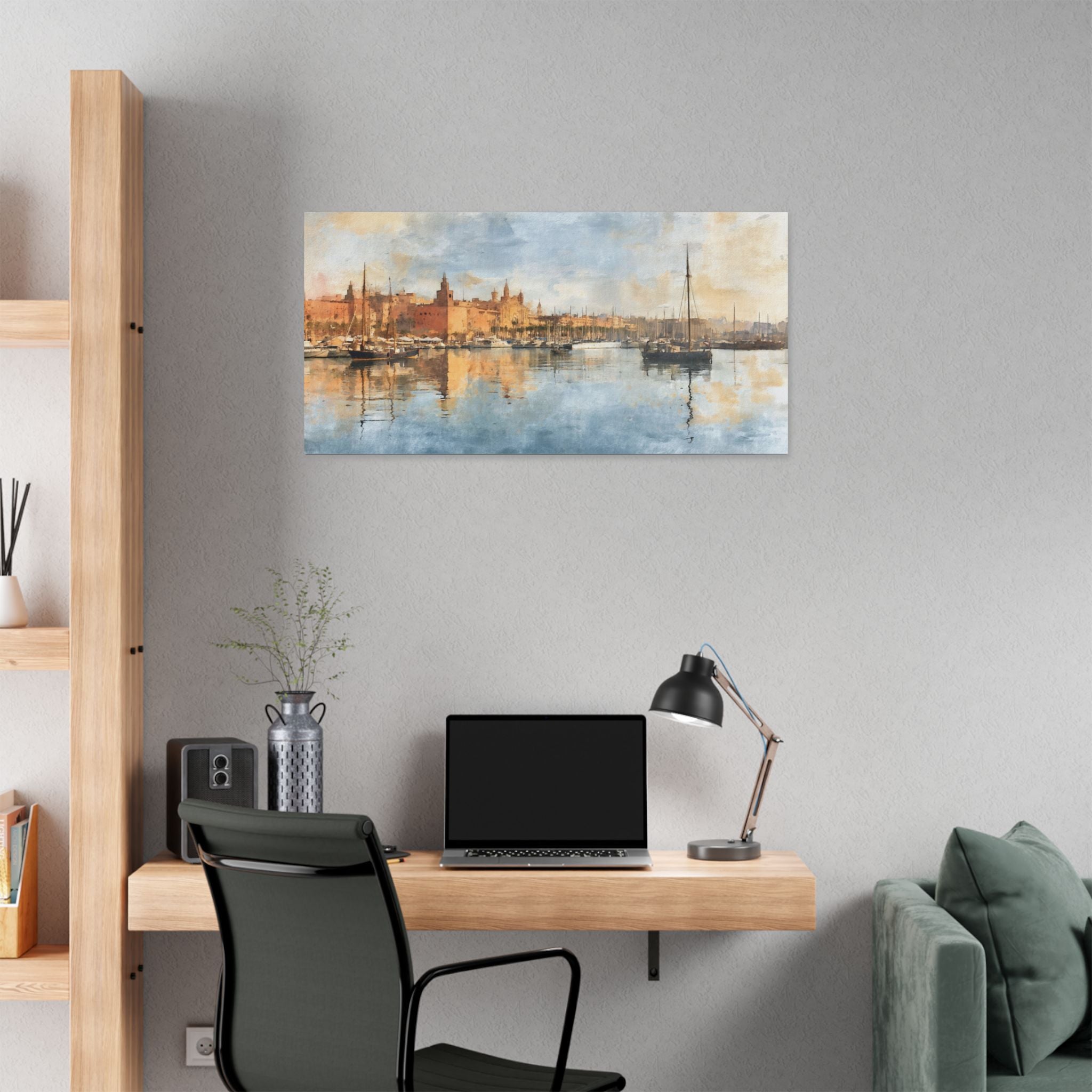 Barcelona Harbor Sunrise Canvas