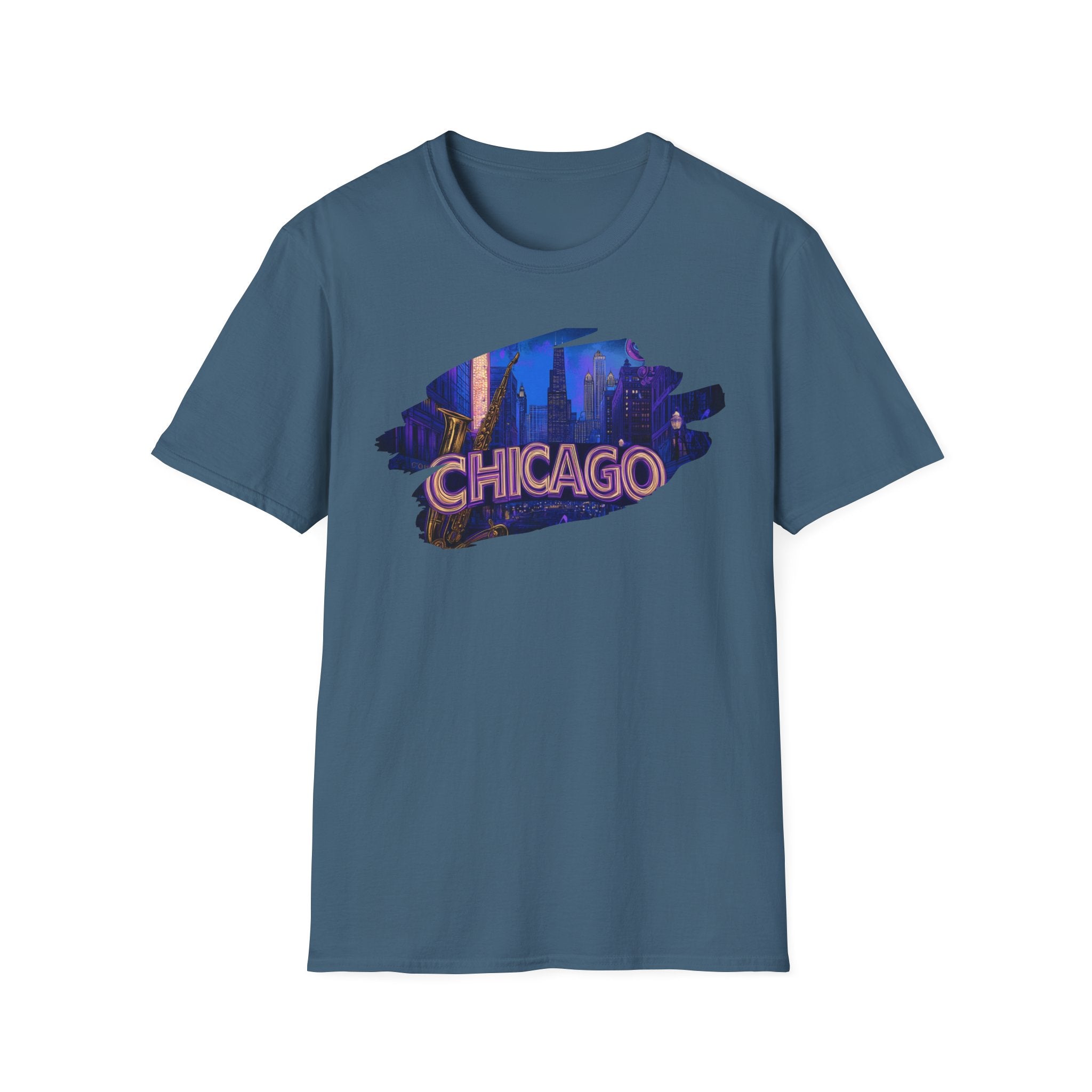 Chicago Neon Skyline T-Shirt | Cityscape Night Design