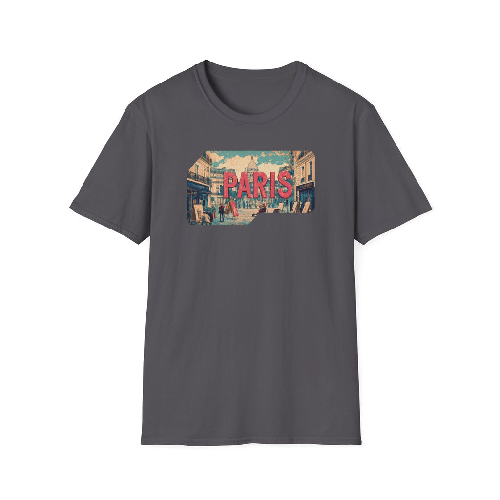 Paris Retro Street Scene T-Shirt | Vintage Parisian Graphic