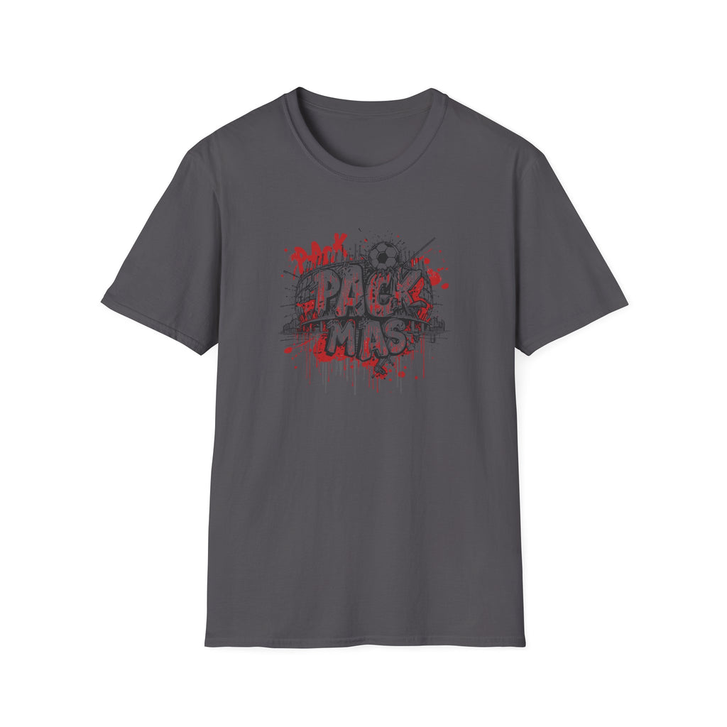 Pack Mas T-Shirt | Skull Mask Illustration, Horror Dripping Text