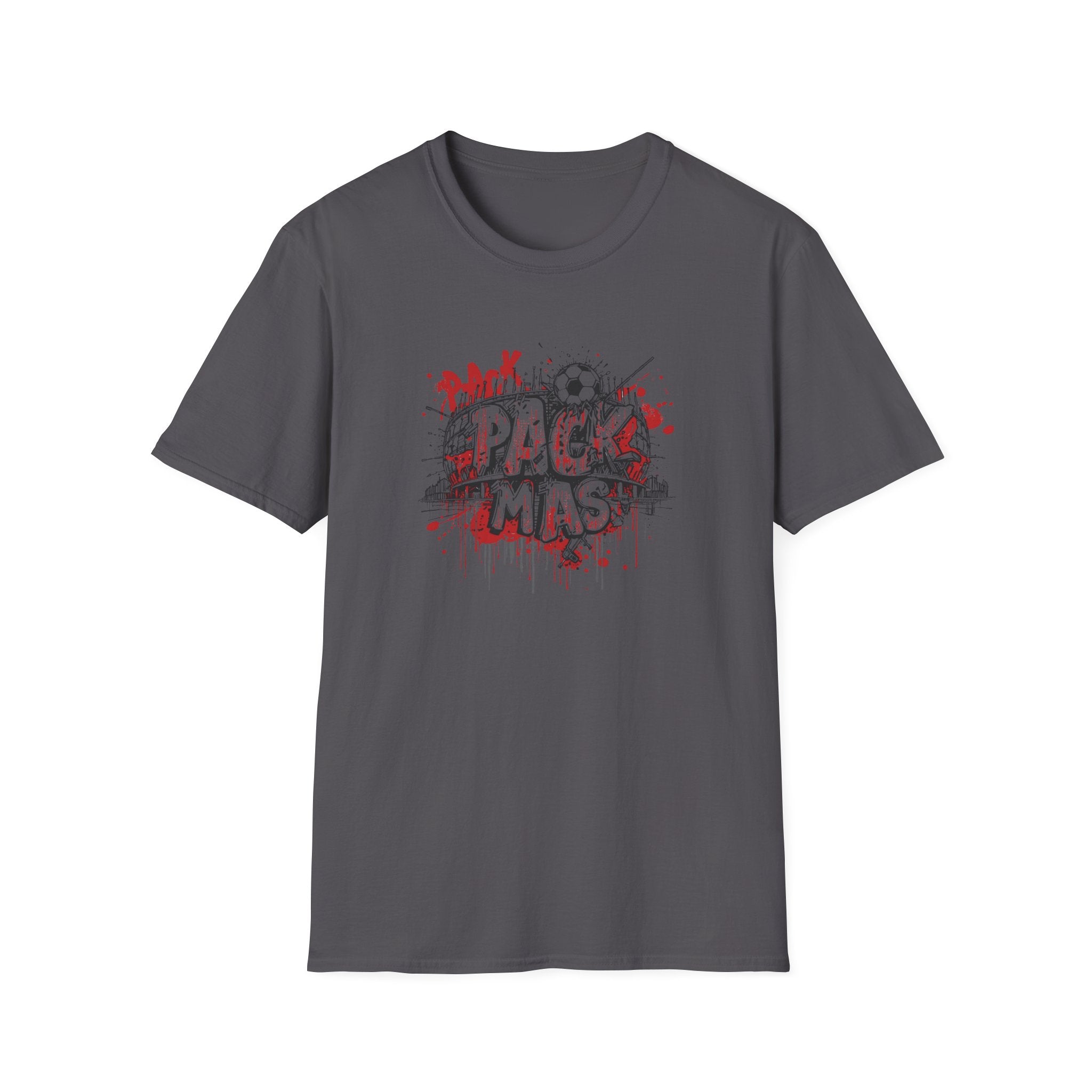 Pack Mas T-Shirt | Skull Mask Illustration, Horror Dripping Text