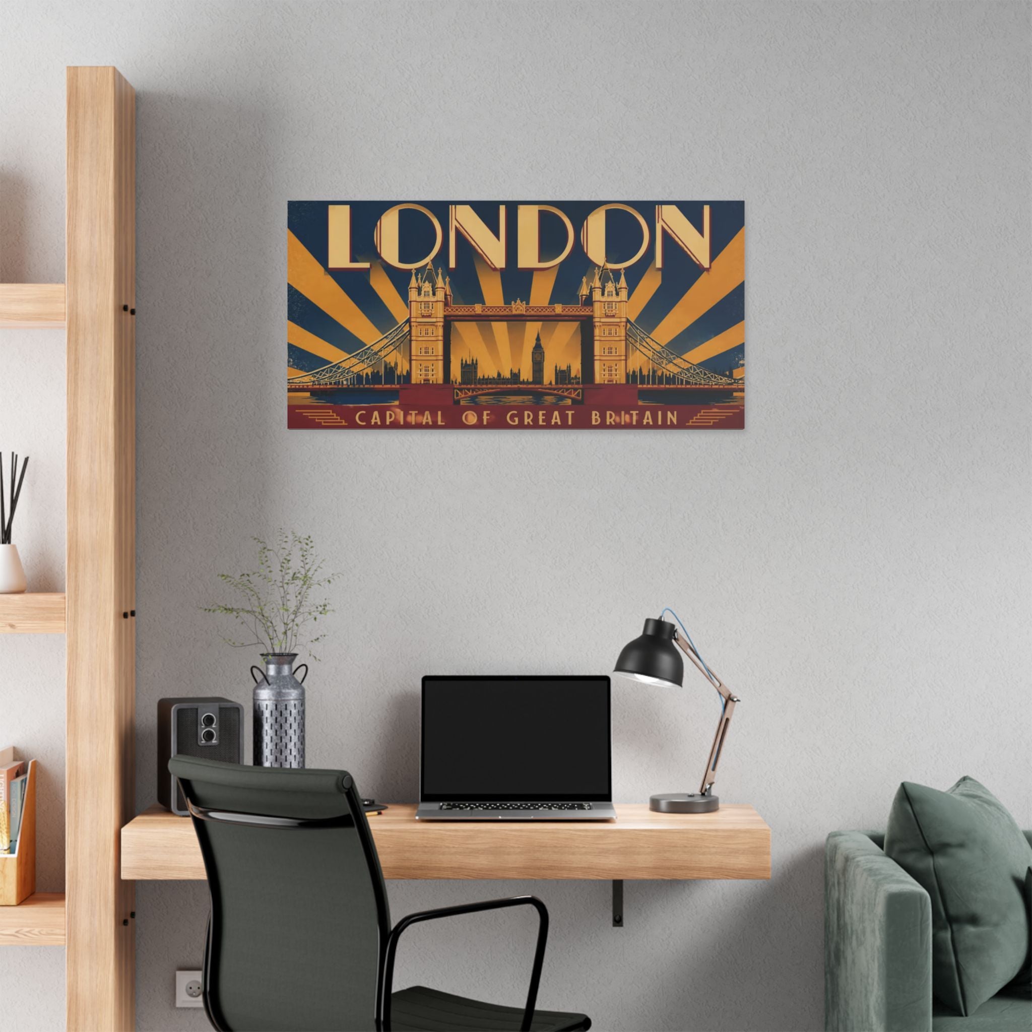 London Vintage Travel Canvas — "Capital of Great Britain" Wall Art