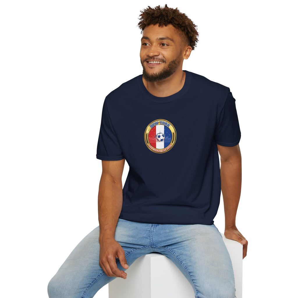 New York Host City World Cup 2026 Soccer Crest T-Shirt — Flag Emblem Football Tee