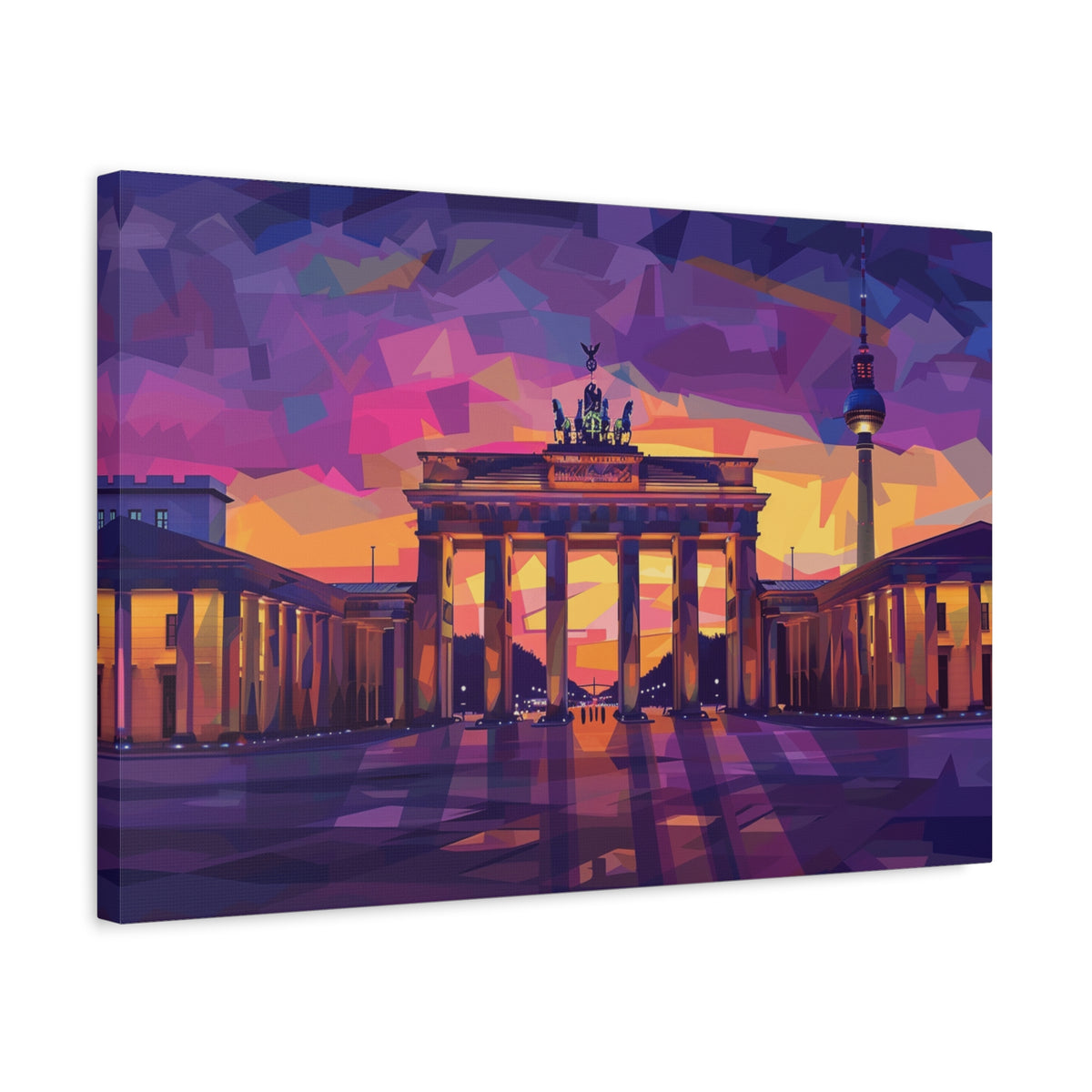 Brandenburg Gate Sunset Canvas — Colorful Berlin Landmark Wall Art