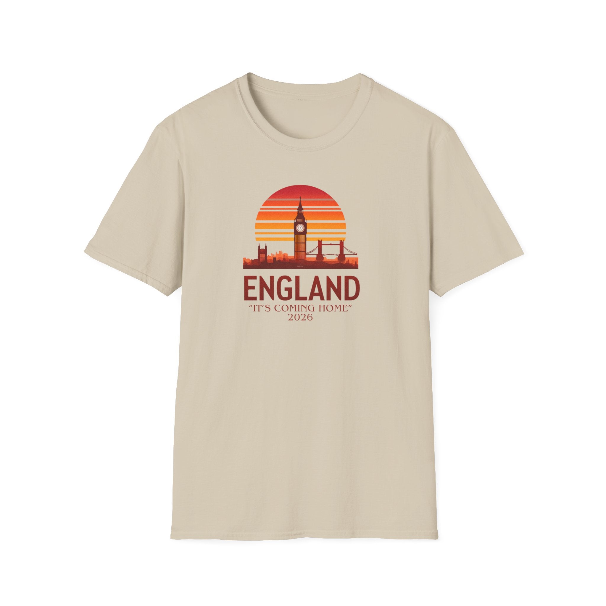 England Skyline World Cup 2026 T‑Shirt — "England It's Coming Home" Retro Sunset Tee