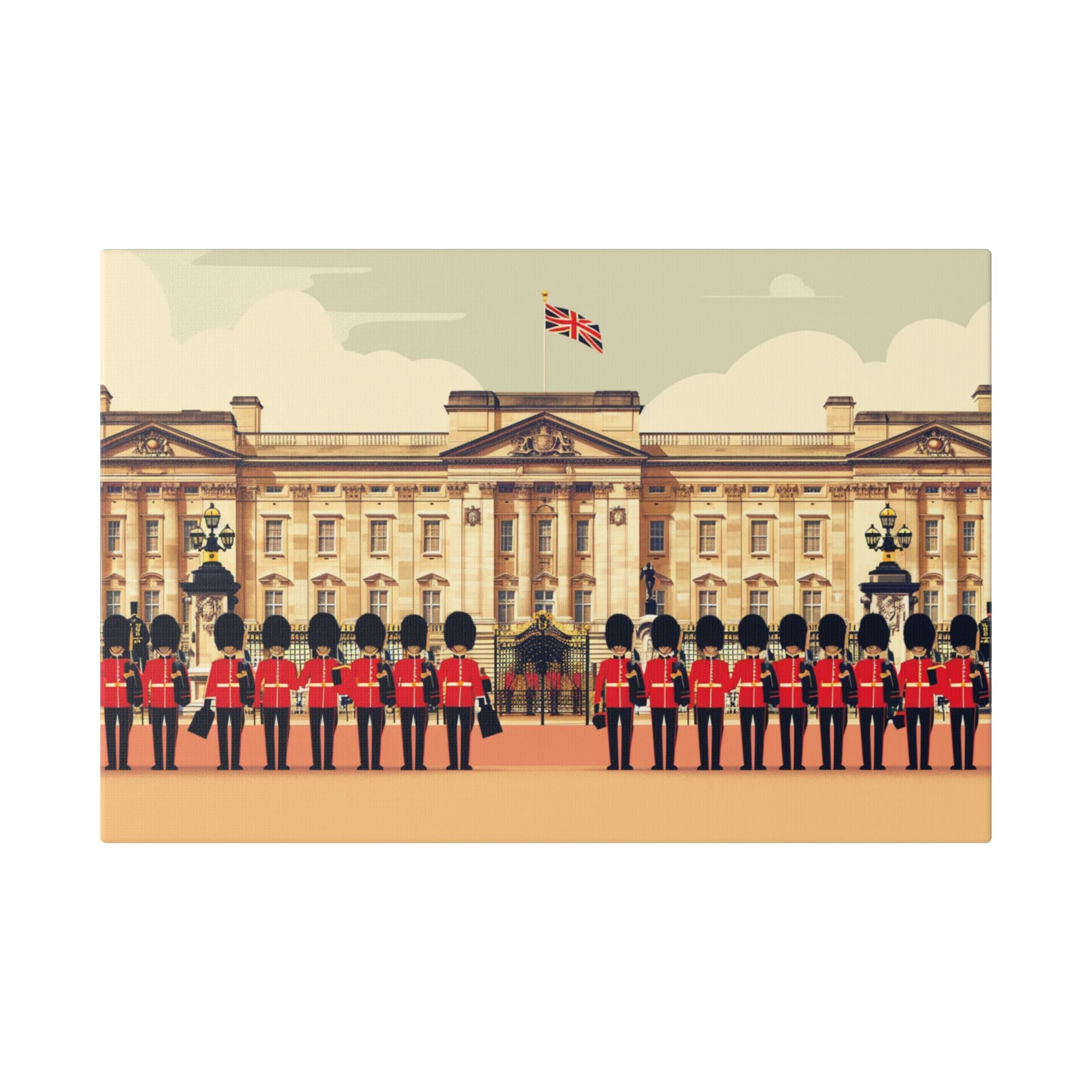 Buckingham Palace Guards Canvas Wall Art — British Royal Guard Illustration
