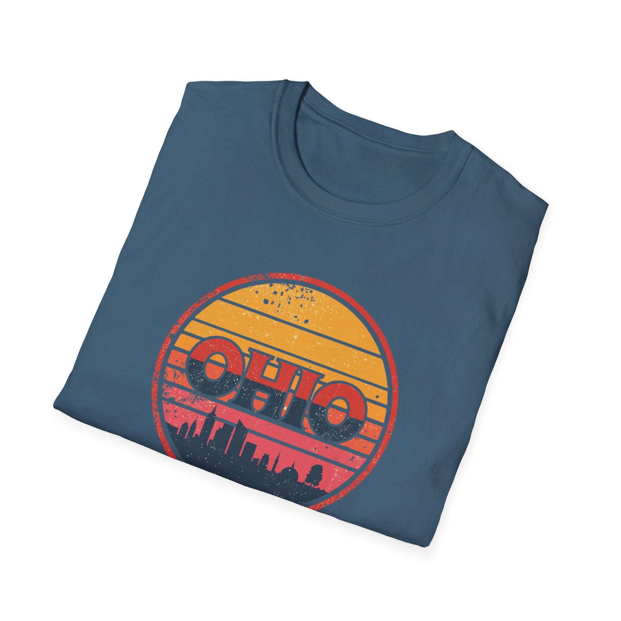 Ohio Retro Sunset T-Shirt — Vintage State Skyline Tee
