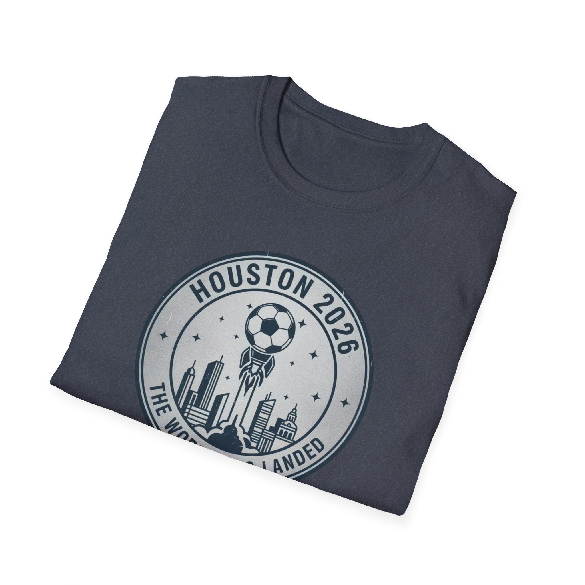 Houston 2026 Soccer Tee — "The World Has Landed" City Crest