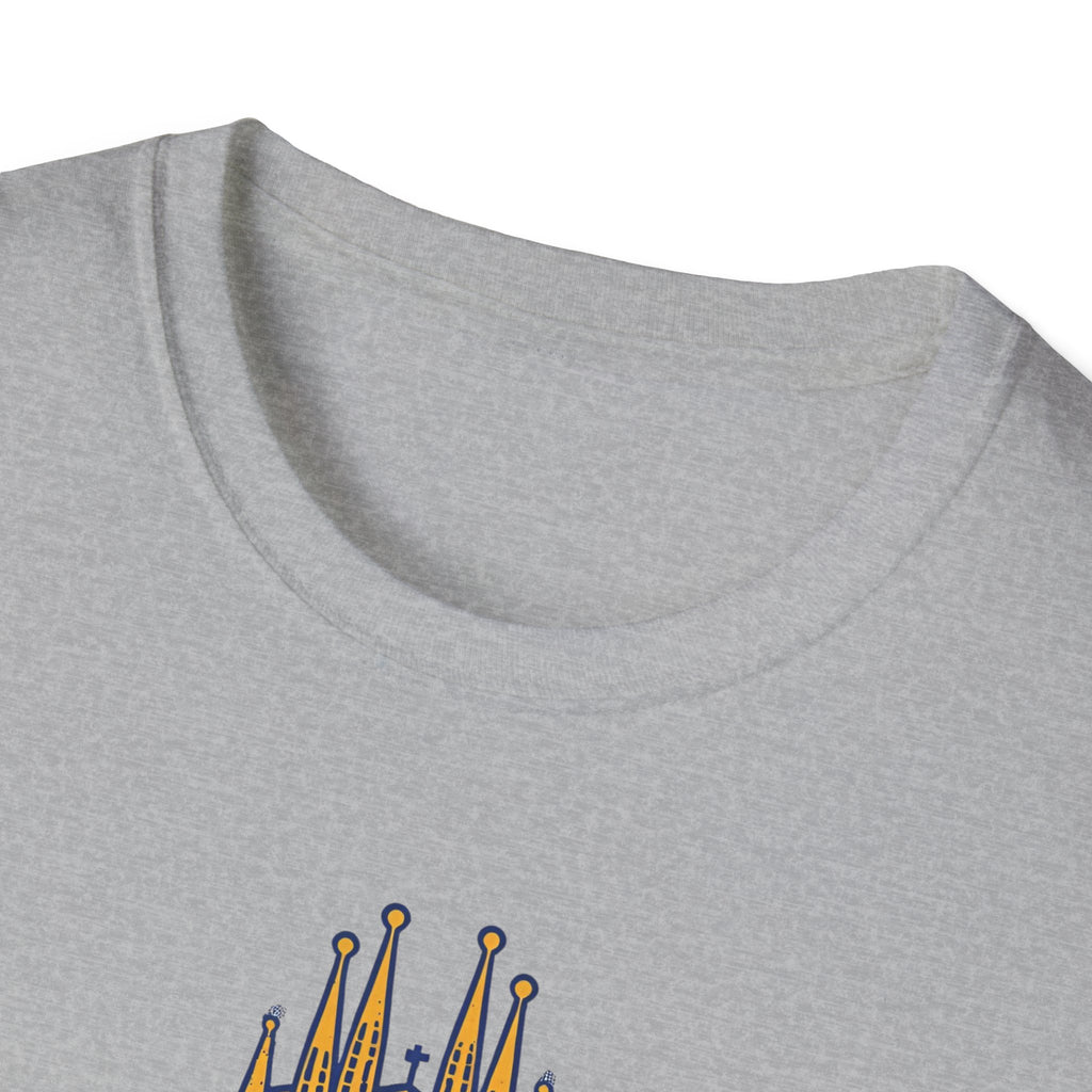 Barcelona Stadium and Sagrada Família Soccer T-Shirt | Football City Design