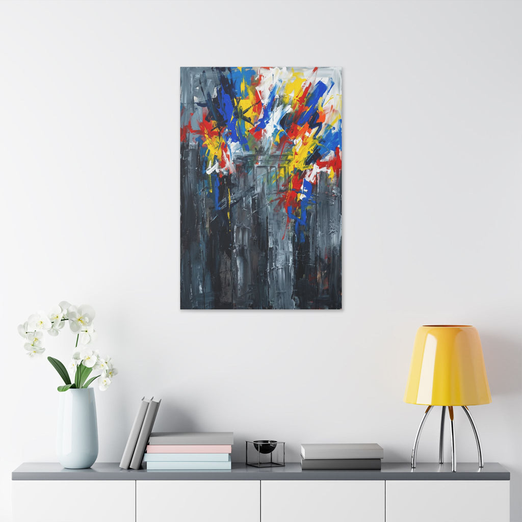 Abstract Cityscape Canvas Print showing Berlin history — Colorful Modern Stretched Wall Art