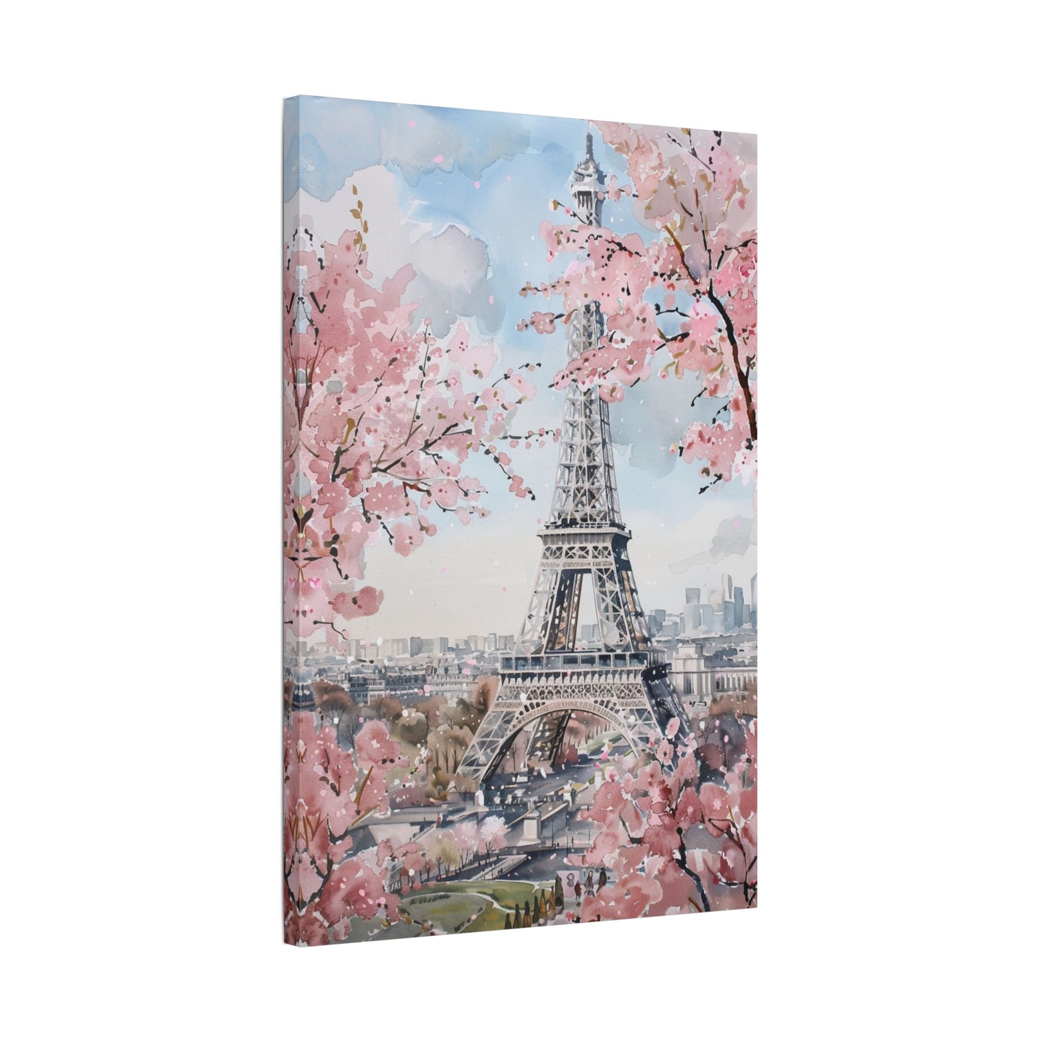 Eiffel Tower Cherry Blossom Canvas Print — Paris Wall Art