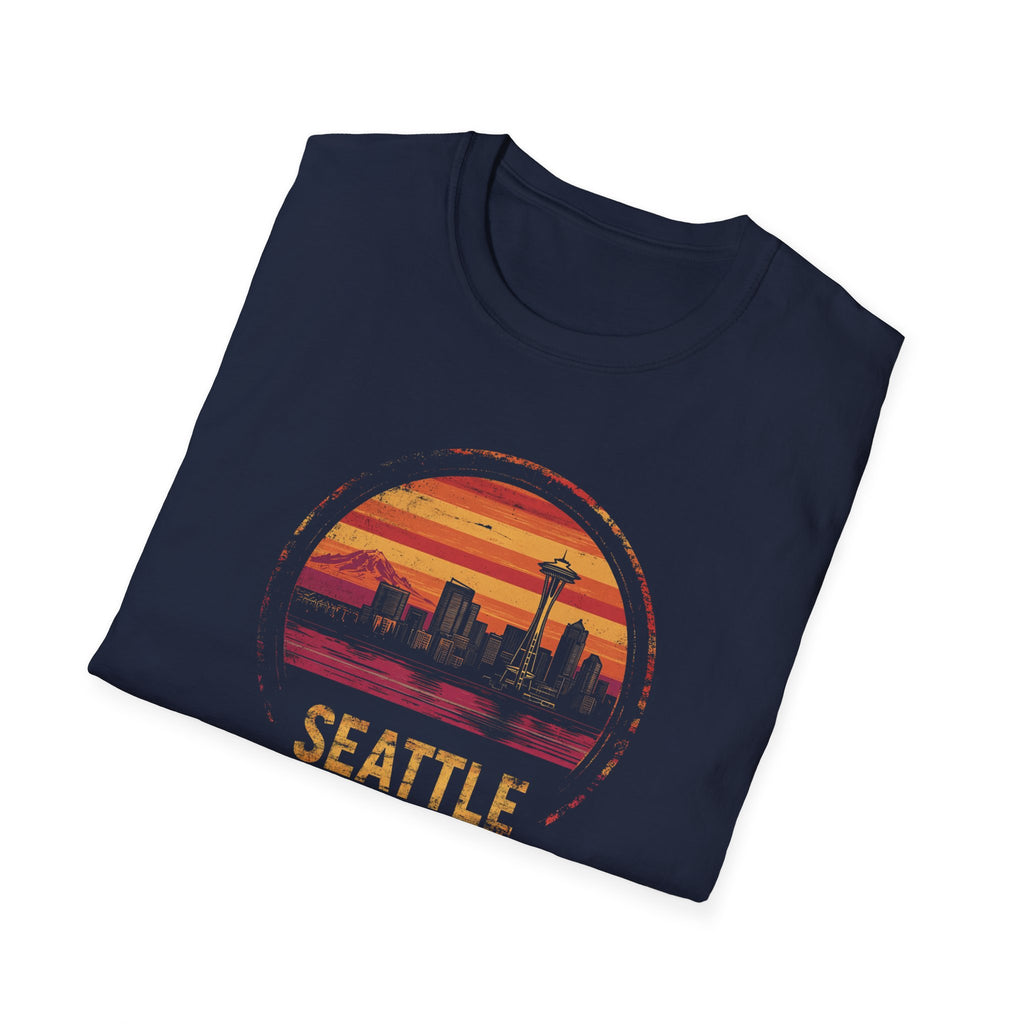 Seattle Sunset Skyline T-Shirt — Retro Vintage City Travel Tee
