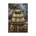 Big Ben London Canvas Wall Art — Dramatic Clock Tower Stretched Canvas