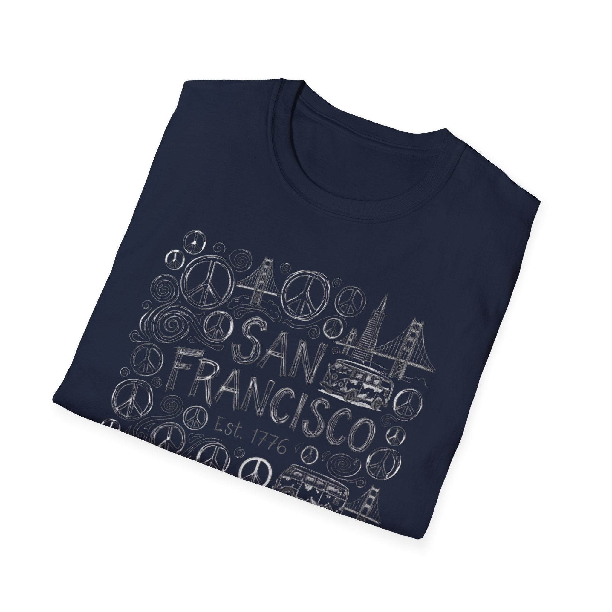 San Francisco Doodle T-Shirt – 'Free Spirits Welcome' Vintage City Sketch Tee