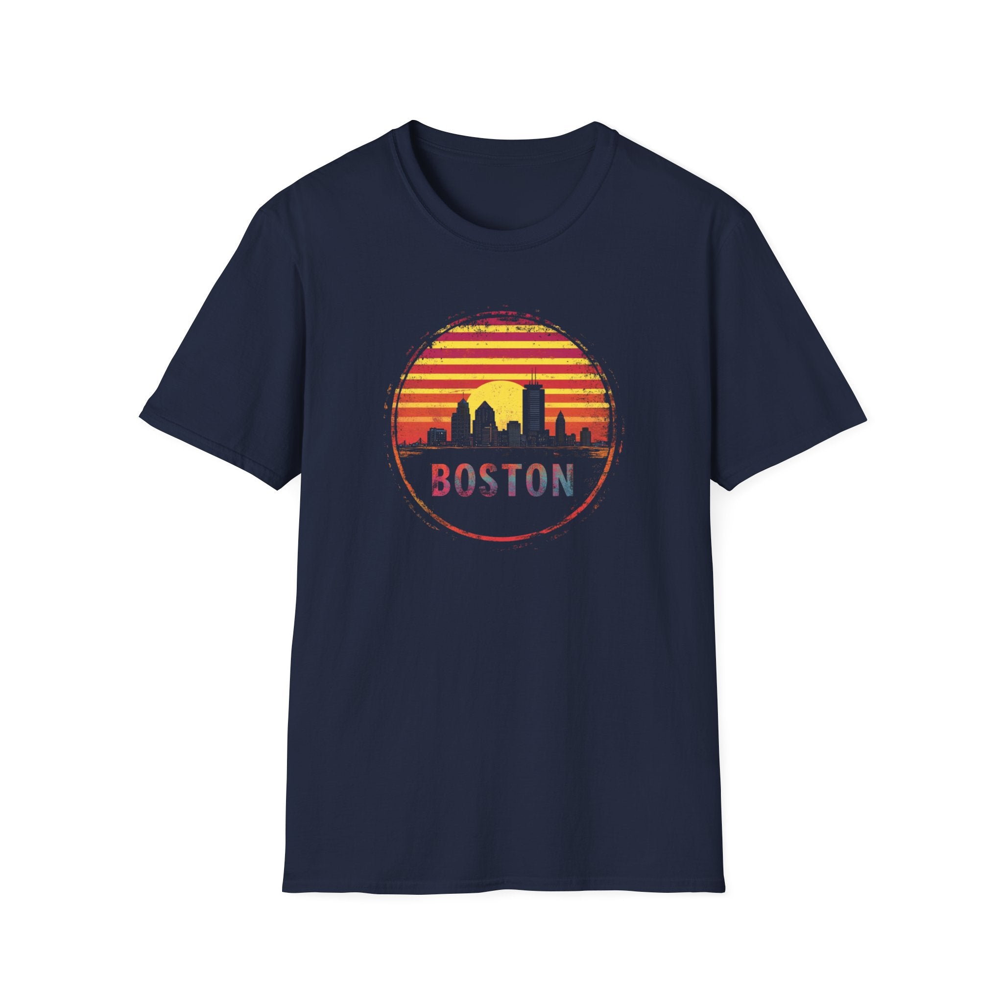 Boston Sunset T-Shirt — Vintage Skyline Retro Tee