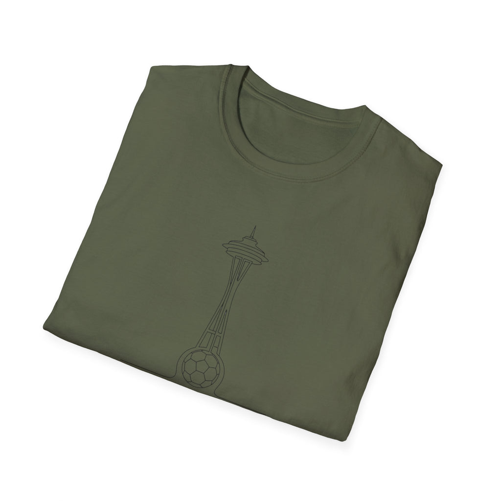 Seattle Space Needle Sketch T-Shirt — Minimalist 'Seattle World Cup 2026' Souvenir Tee