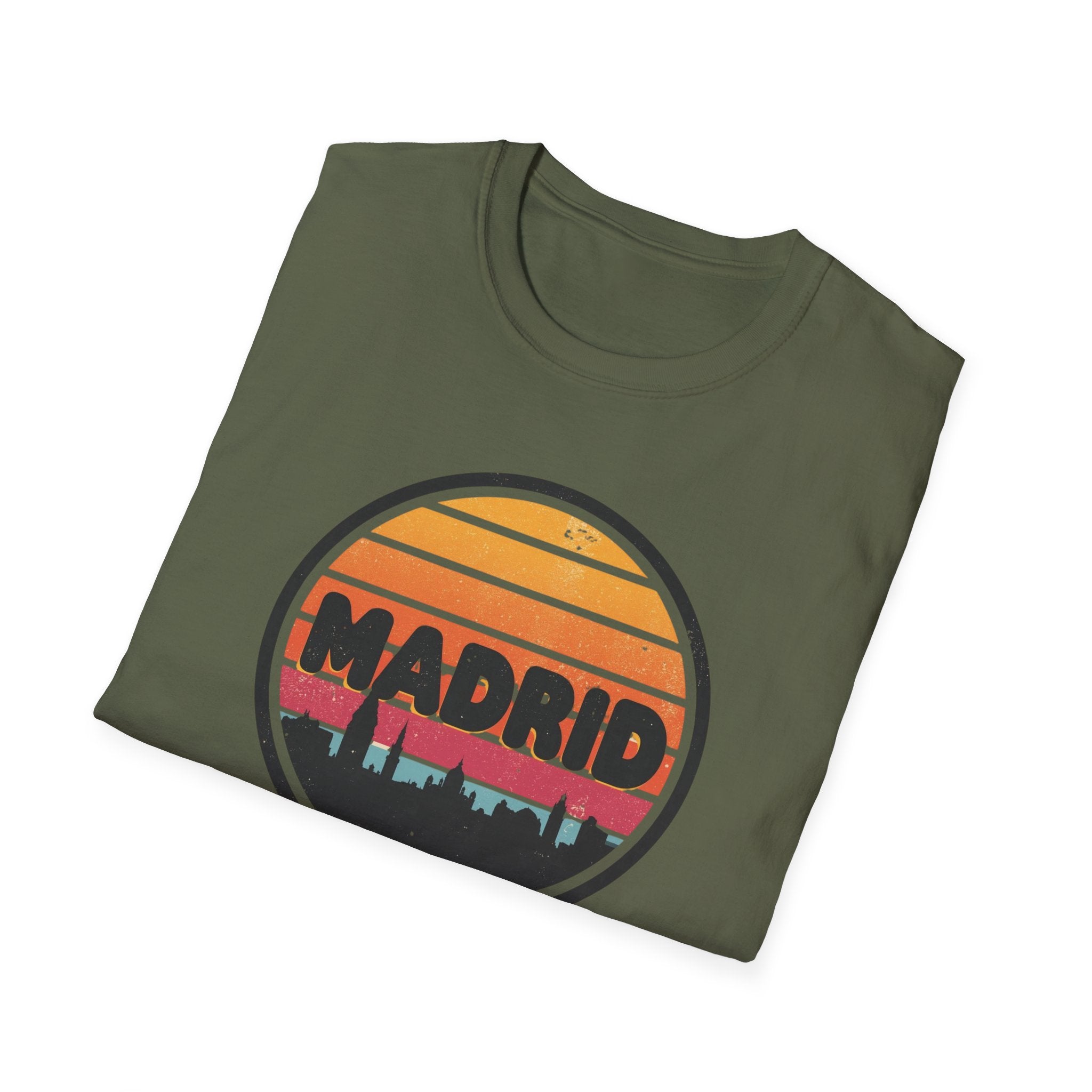 Madrid Skyline T-Shirt — Vintage Sunset Cityscape Tee