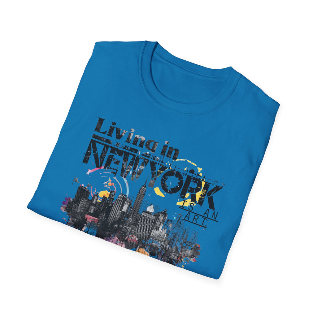 New York Skyline T-Shirt — 'Living in New York' Urban Watercolor Tee