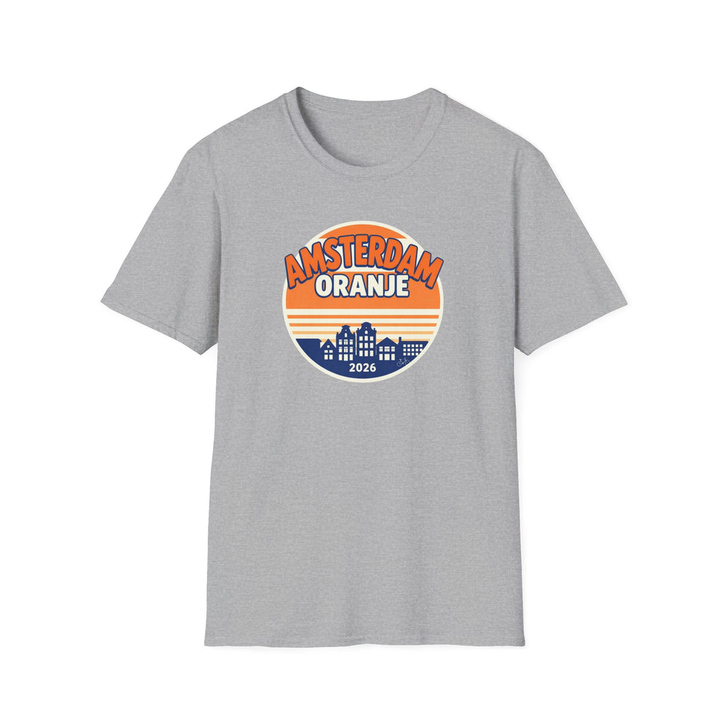 Amsterdam Oranje Vintage Skyline T-Shirt — 2026 Dutch Pride Tee