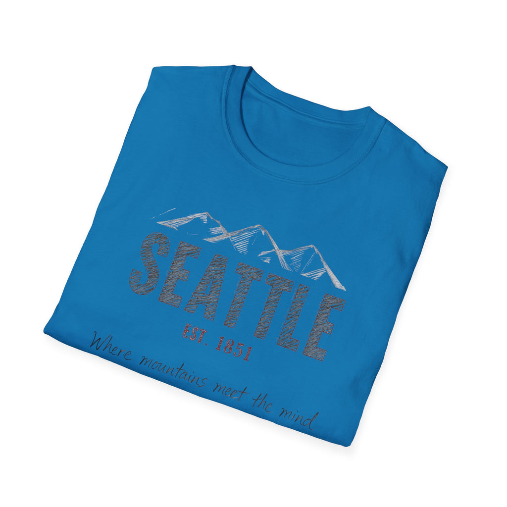 Seattle Mountains T-Shirt — "Where mountains meet the mind" Vintage City Tee