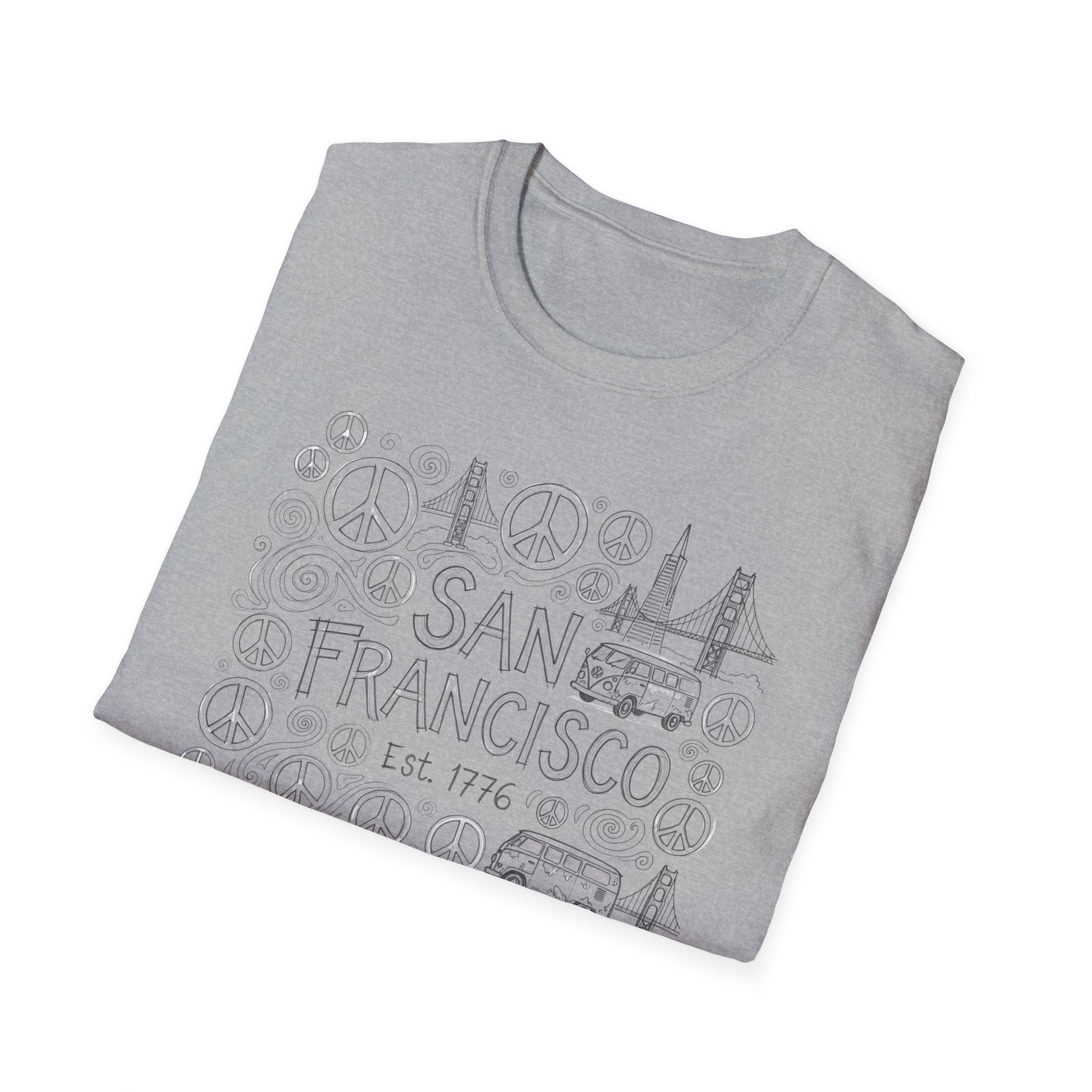 San Francisco Doodle T-Shirt – 'Free Spirits Welcome' Vintage City Sketch Tee