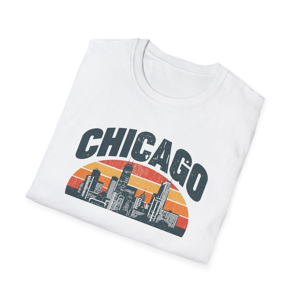 Chicago Skyline T-Shirt — Retro Sunset Cityscape Tee