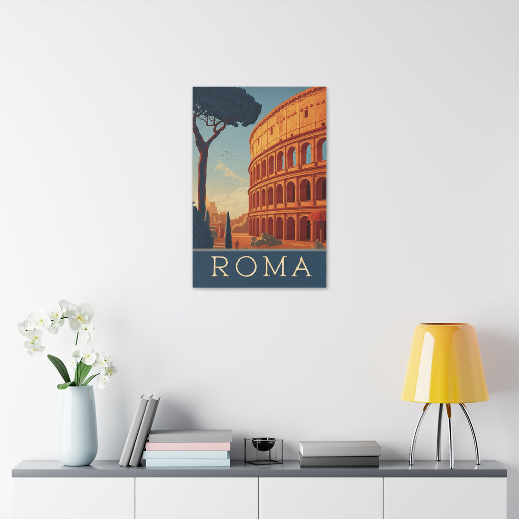 Roma Colosseum Canvas Print — Vintage Travel Poster Wall Art