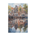 Amsterdam Canal Reflection Canvas Print — European Cityscape Wall Art