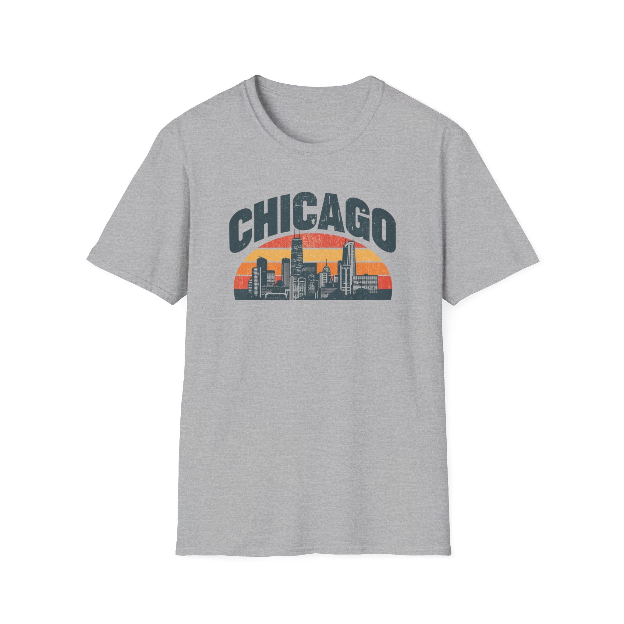 Chicago Skyline T-Shirt — Retro Sunset Cityscape Tee