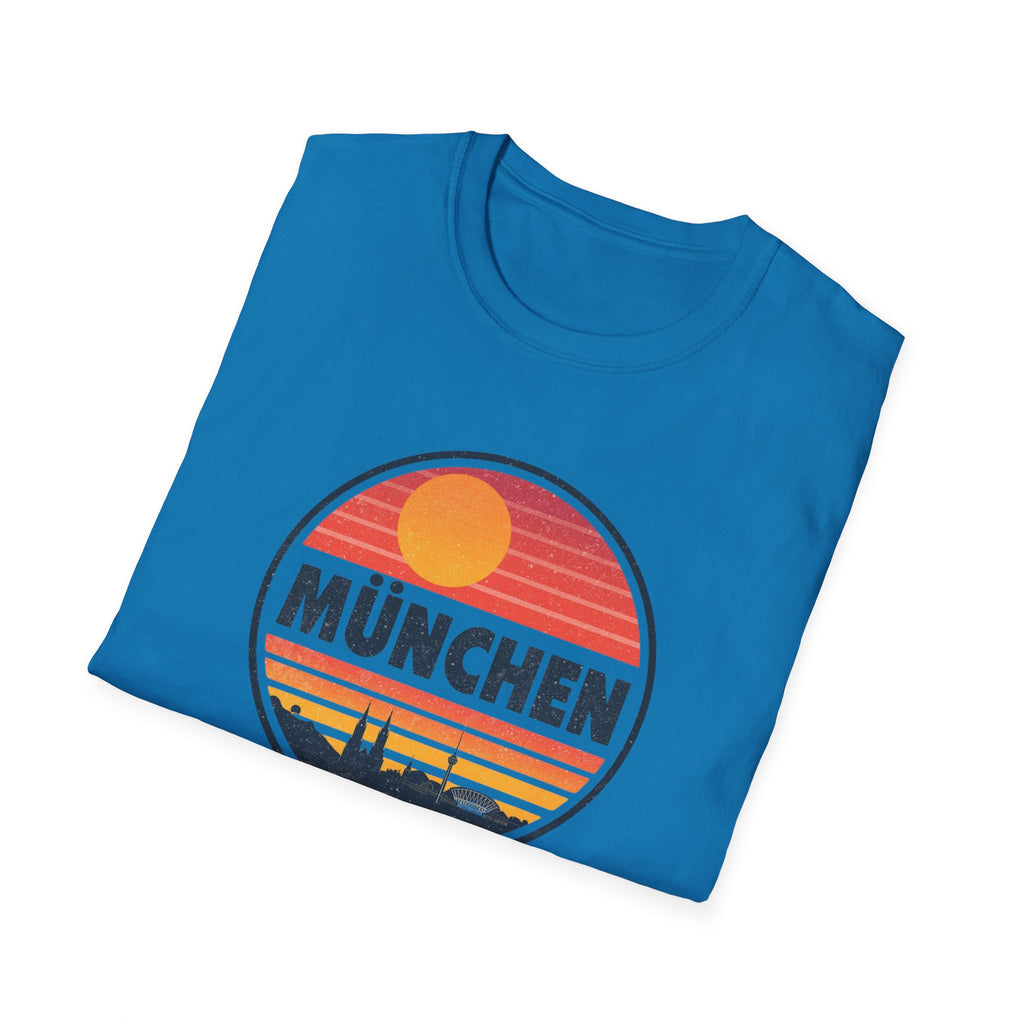 München Sunset T-Shirt — Retro Vintage Munich Skyline Tee