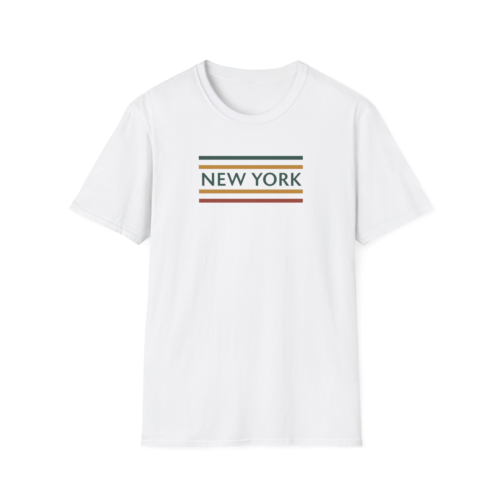 New York Striped Logo T-Shirt | Retro Lines City Design