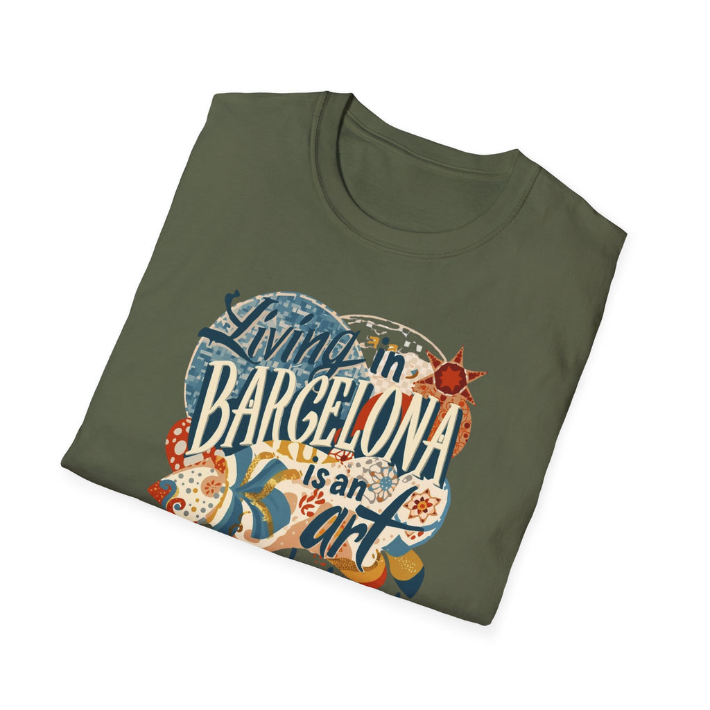 Barcelona Art Tee — "Living in Barcelona is an Art, Mostly Abstract" Graphic T-Shirt
