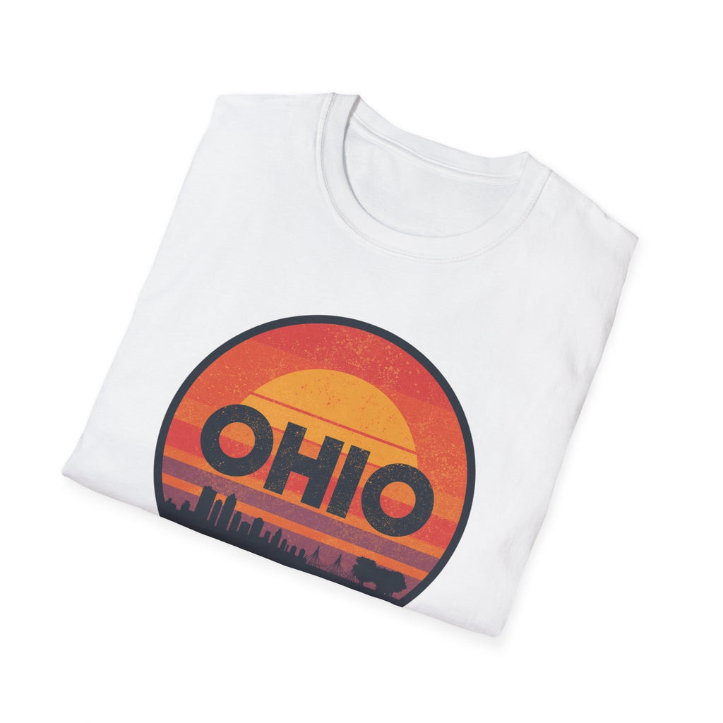 Ohio Retro Sunset T-Shirt — Vintage State Skyline Tee