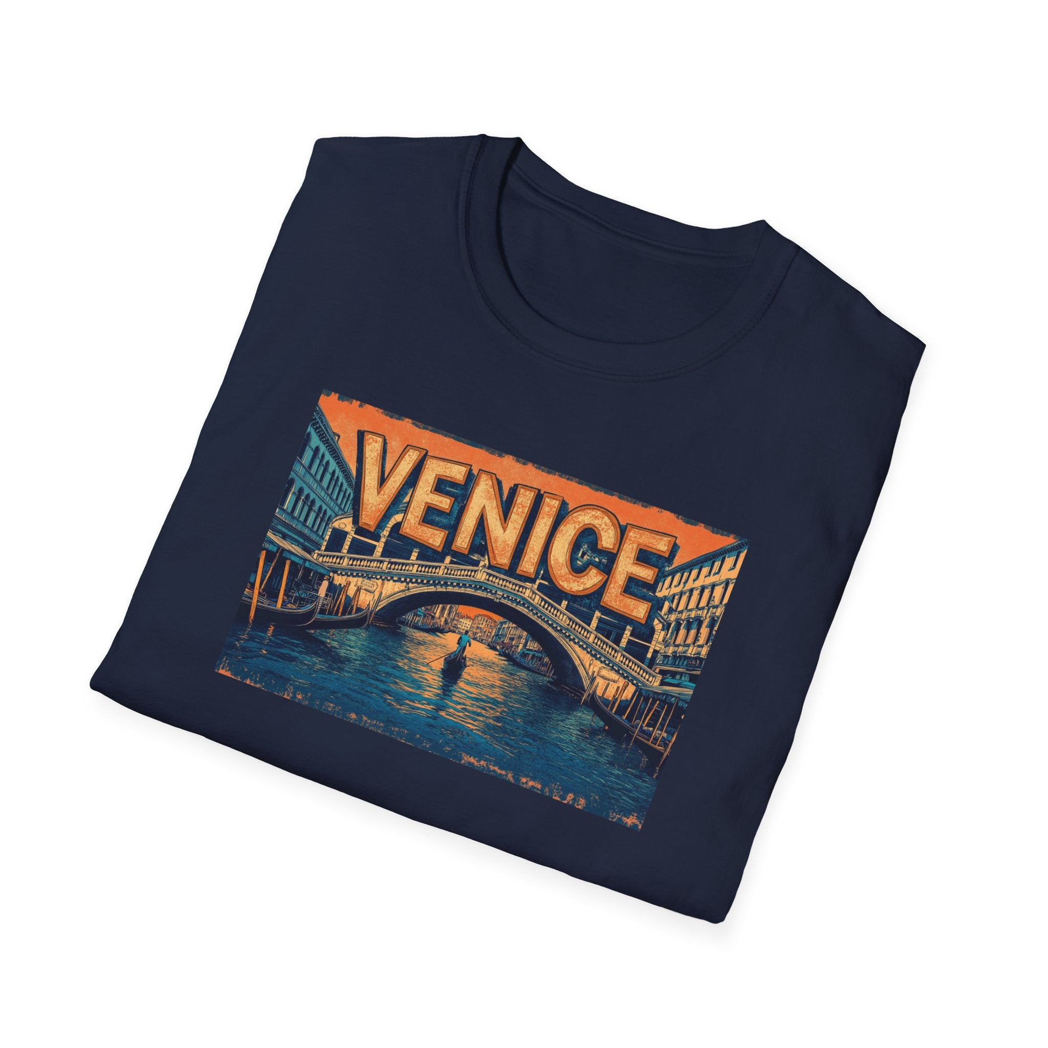 Venice Vintage Canal Poster T-Shirt | Gondola Bridge Italy Travel Tee