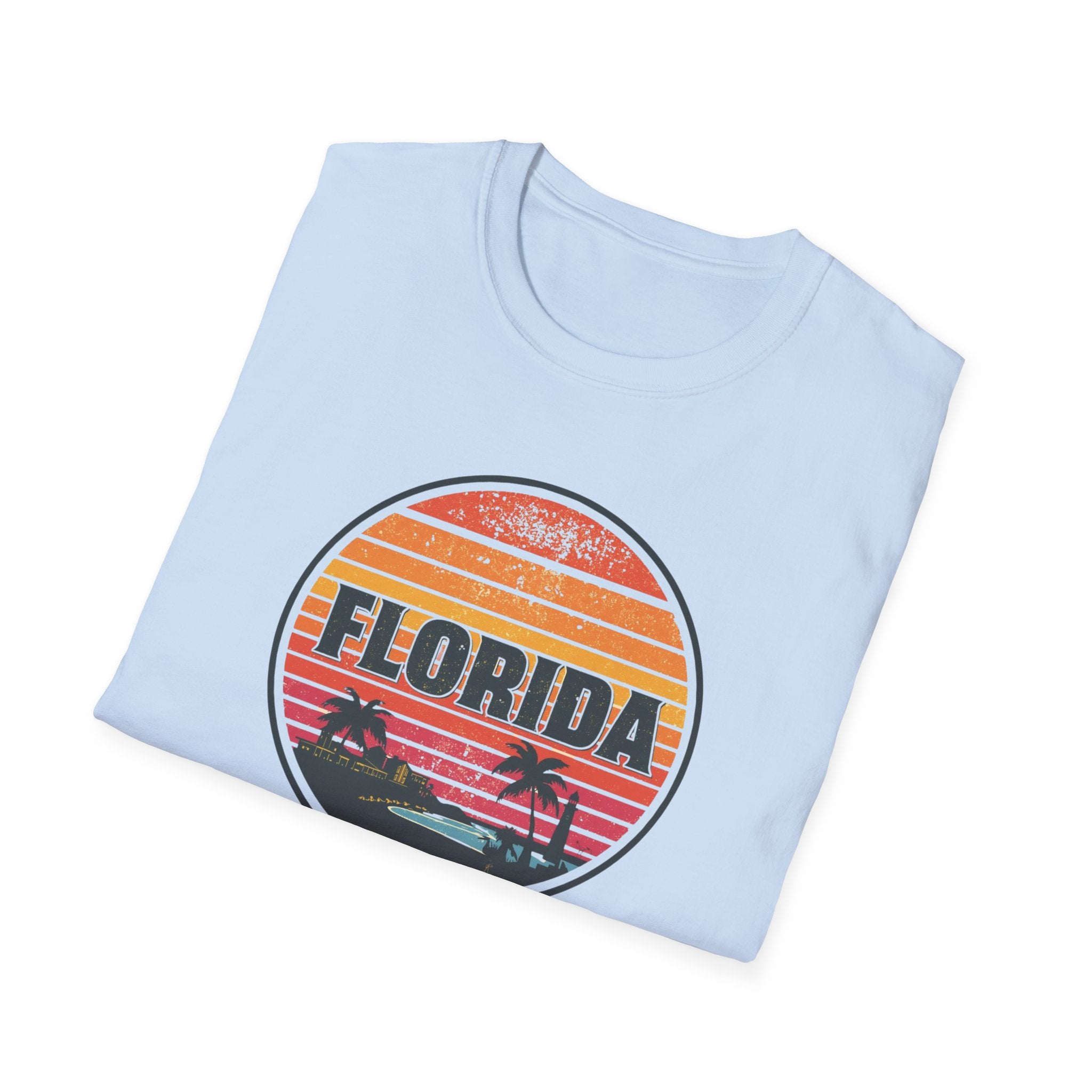 Florida Retro Sunset T-Shirt — Vintage Palm Beach Vacation Tee