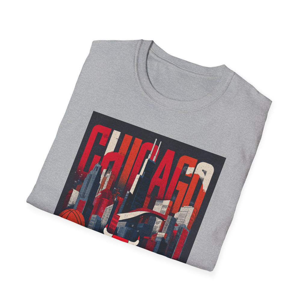 Chicago Bulls Cityscape T-Shirt | Basketball skyline, team logo