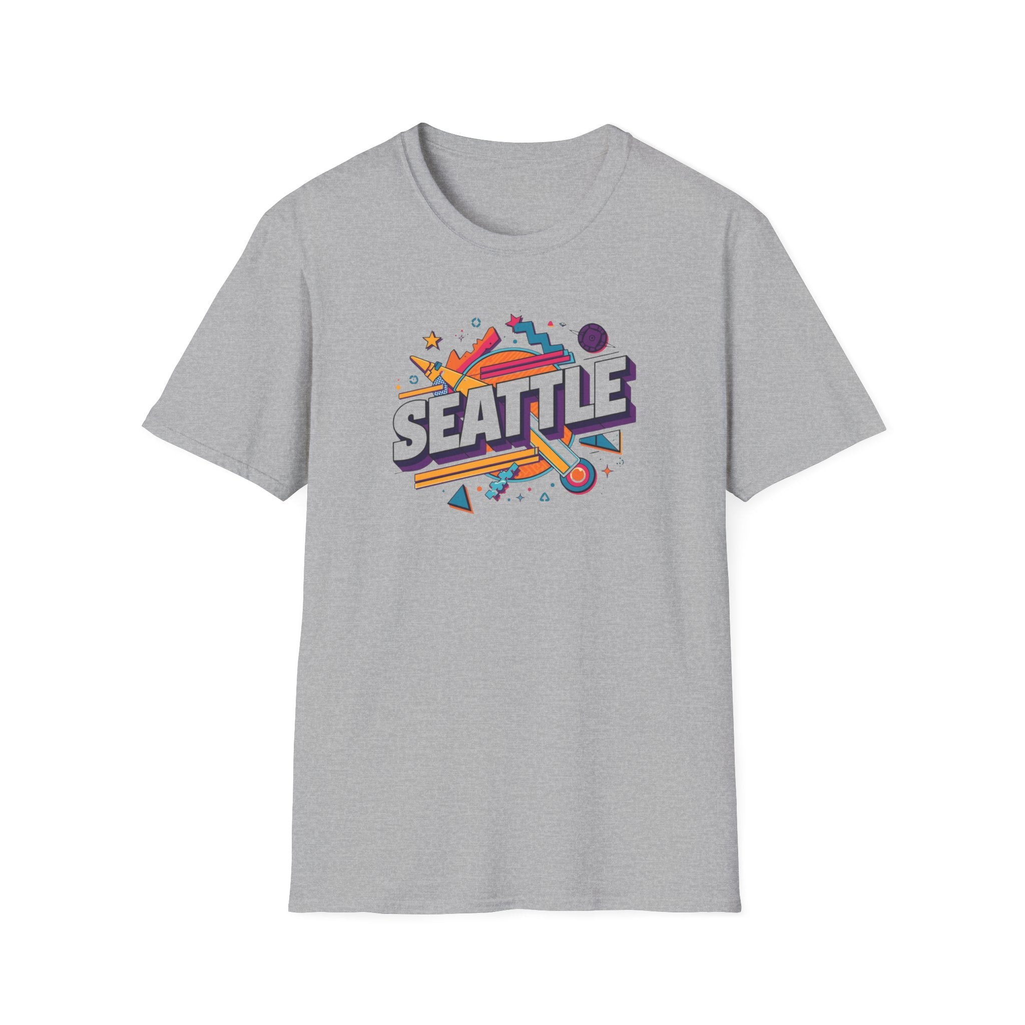 Seattle Retro Graphic T-Shirt — Colorful City Skyline Design