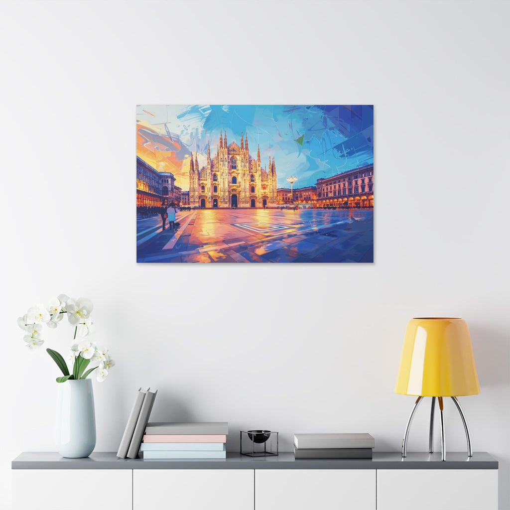 Milan Cathedral Canvas Wall Art — Colorful Duomo Stretched Canvas Print