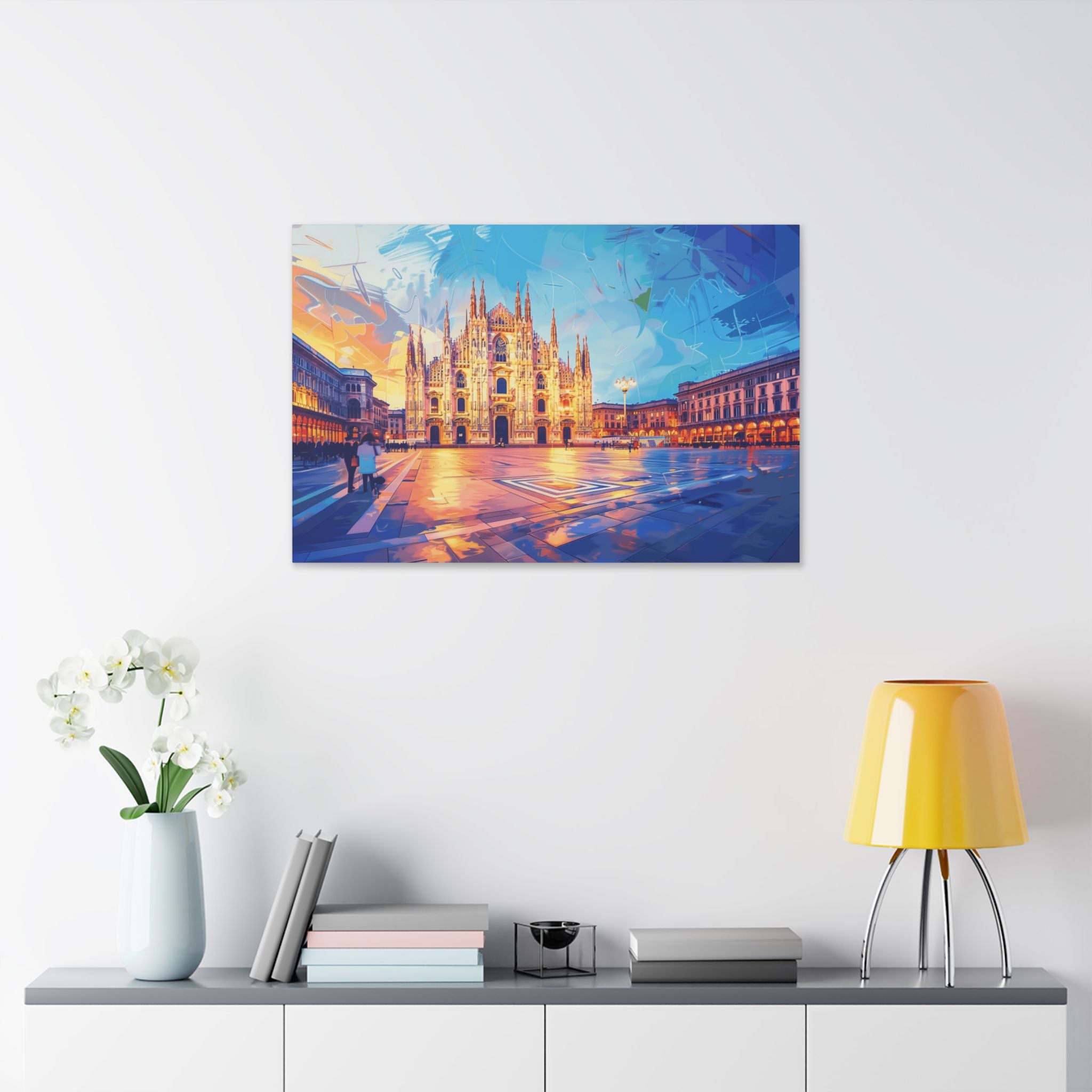 Milan Cathedral Canvas Wall Art — Colorful Duomo Stretched Canvas Print