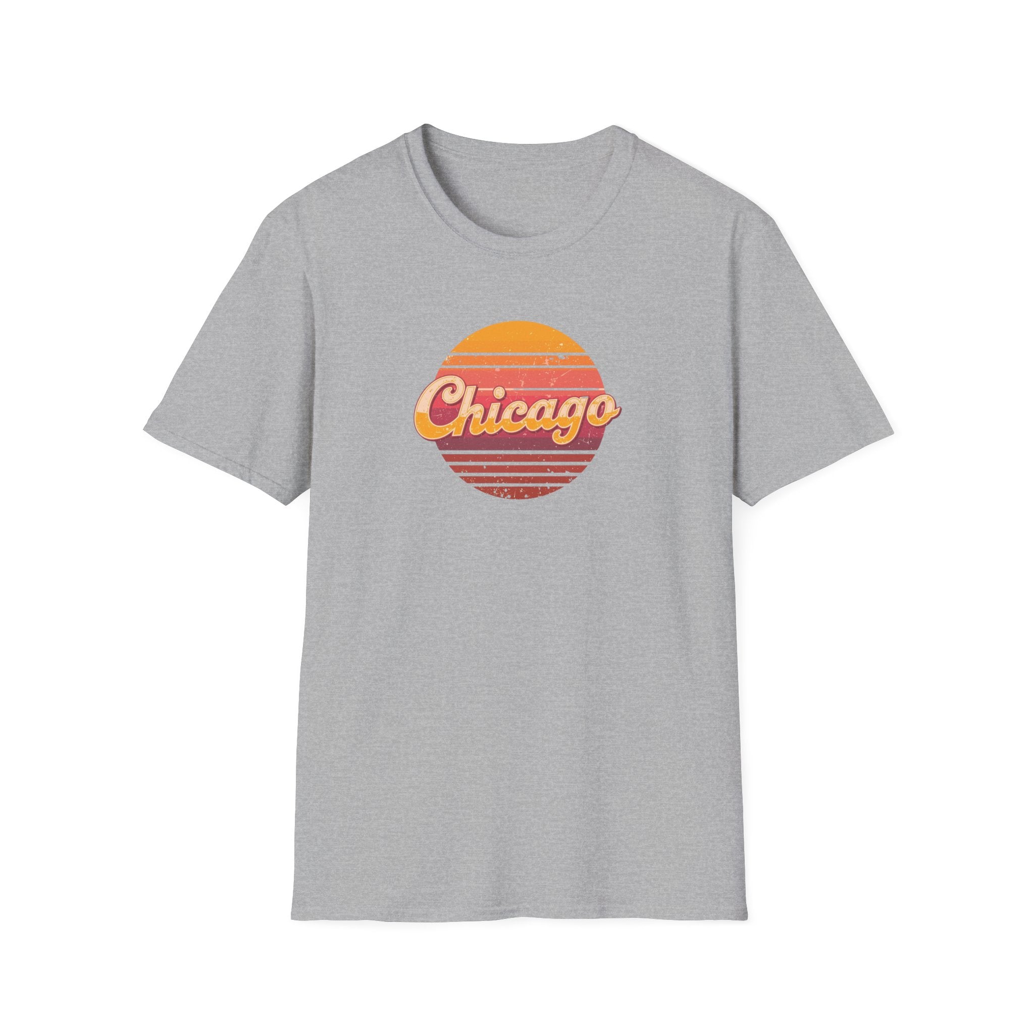 Chicago Retro Sunset T-Shirt | Vintage City Script Shirt