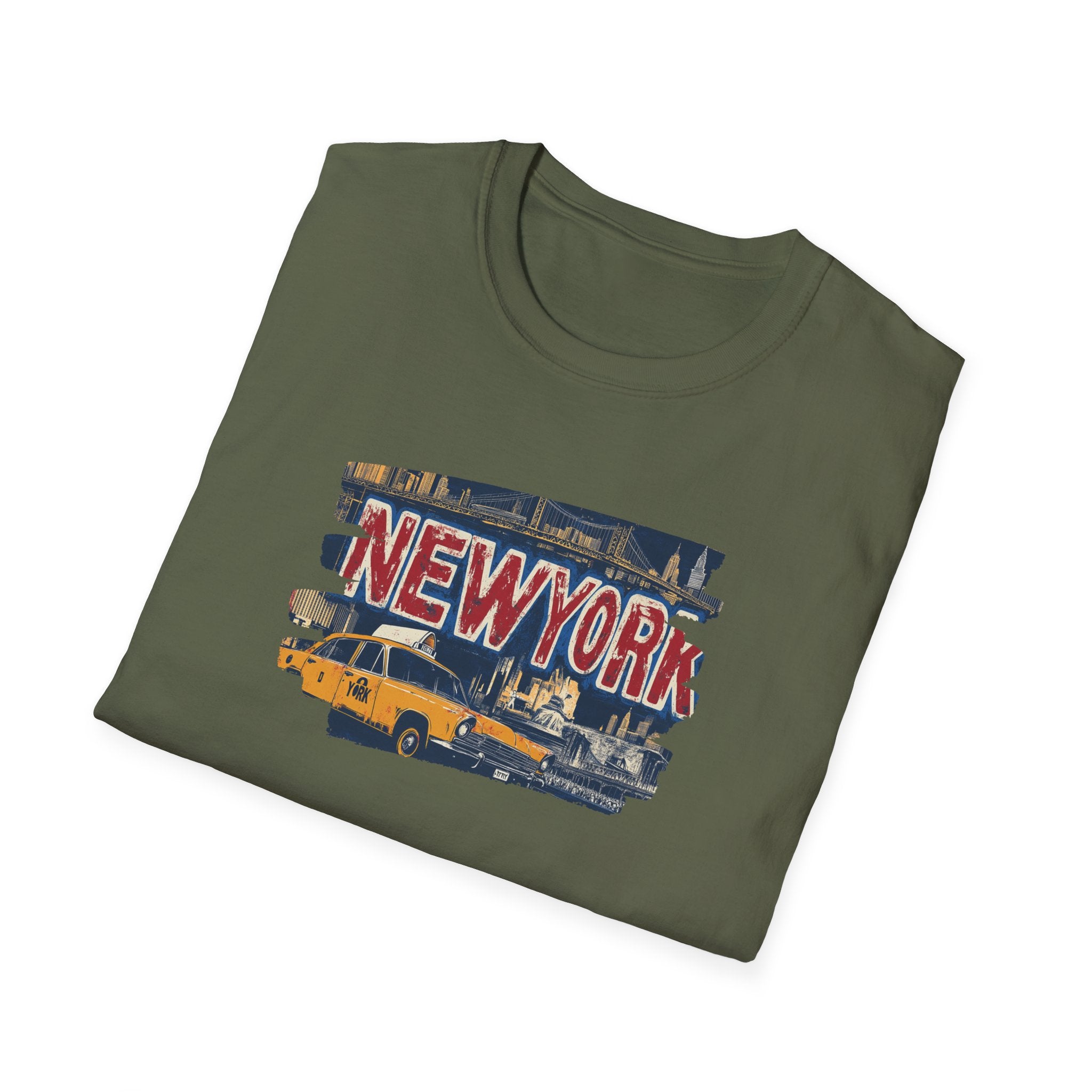 New York Taxi Skyline T-Shirt | NYC vintage cab illustration