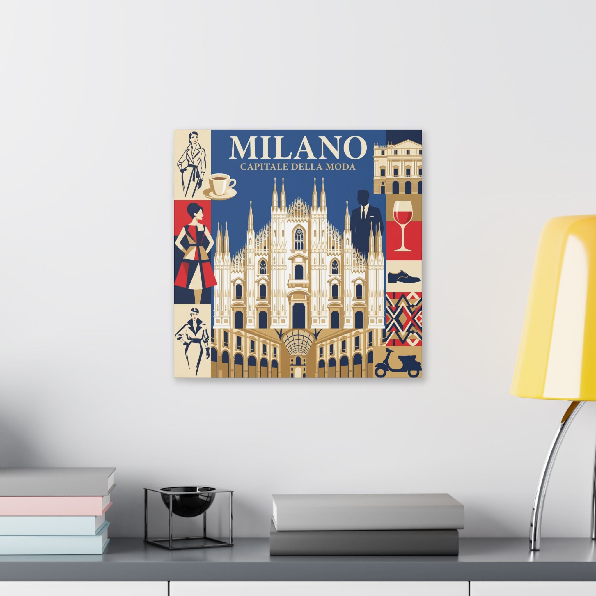 Milano Travel Poster Stretched Canvas – 'Milano Capitale Della Moda' Fashion City Wall Art