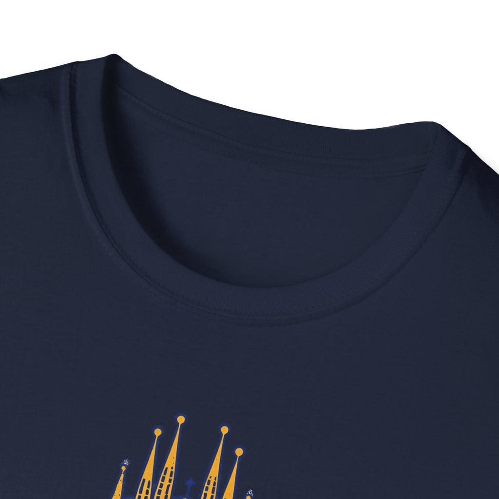 Barcelona Stadium and Sagrada Família Soccer T-Shirt | Football City Design