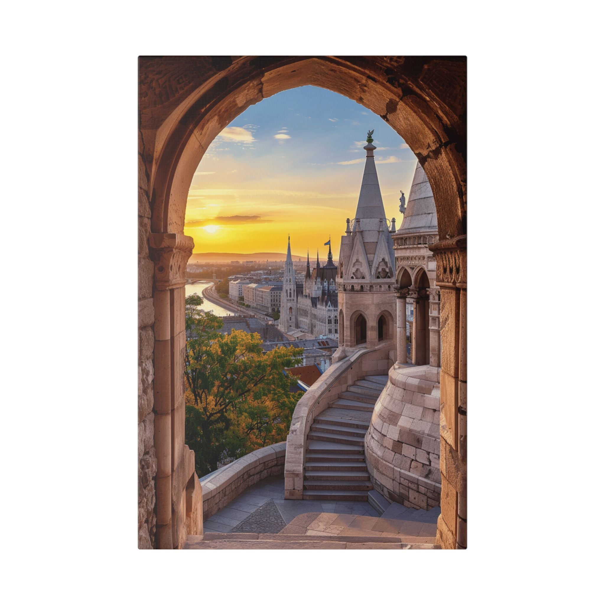 Budapest Fisherman's Bastion Sunset Canvas