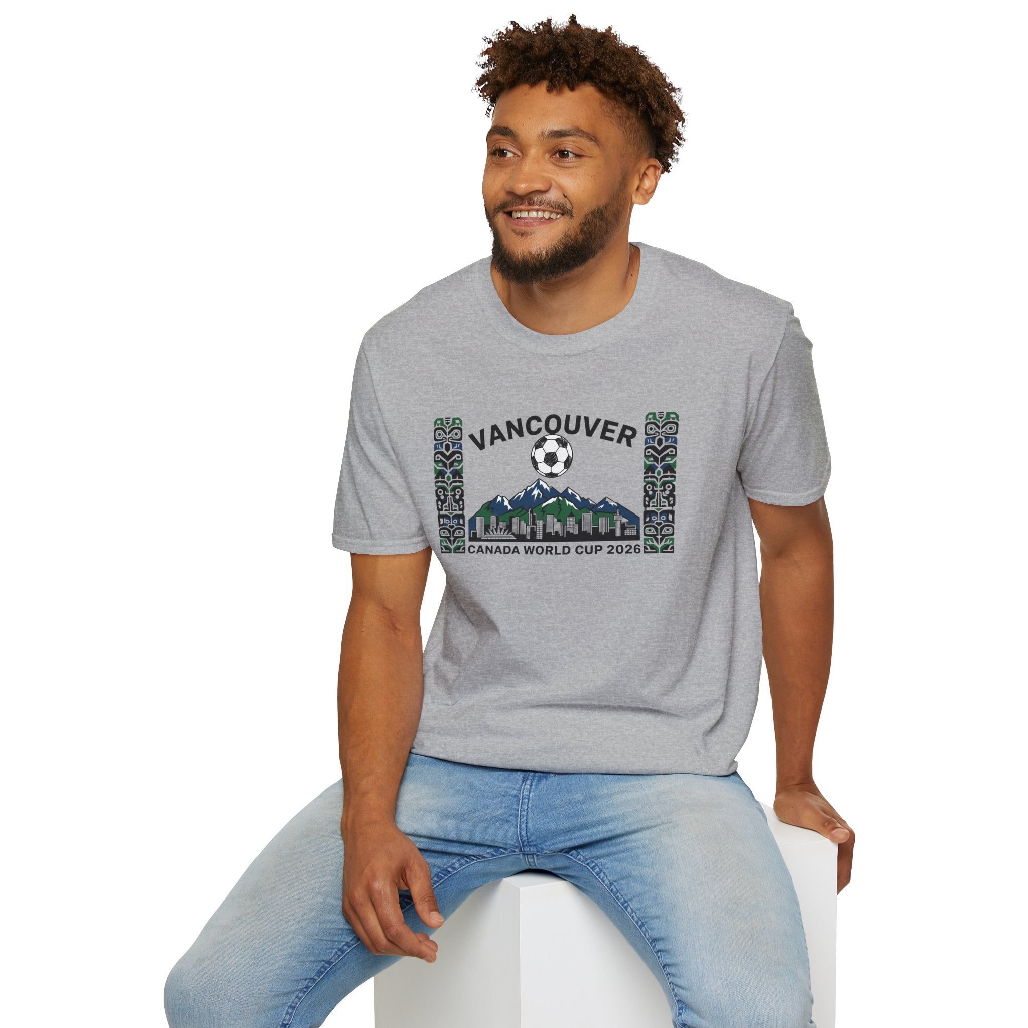 Vancouver Canada World Cup 2026 Soccer T-Shirt — City Skyline & Indigenous Pattern