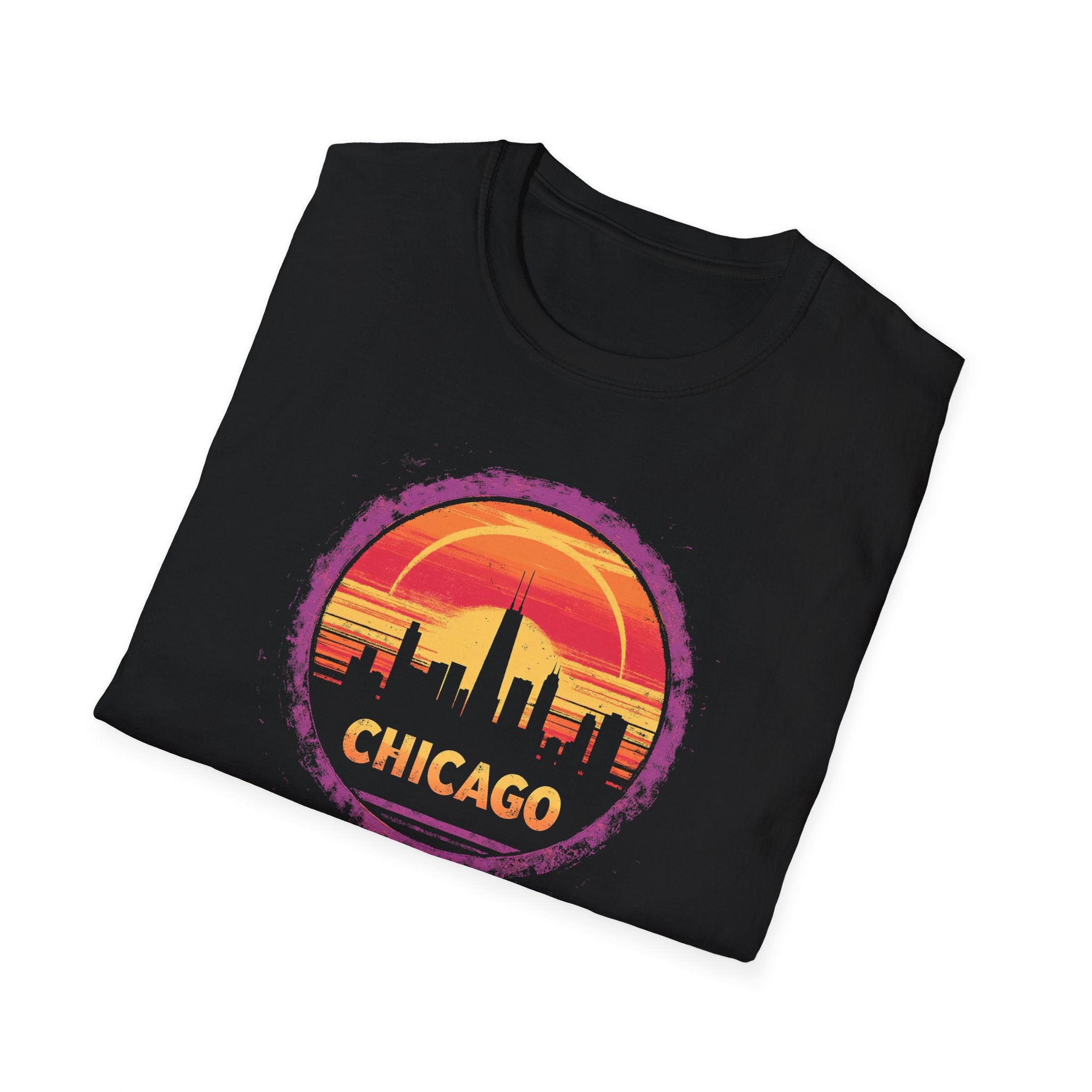 Chicago Sunset Skyline T-Shirt — Retro Cityscape Tee