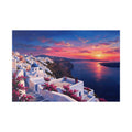 Santorini Sunset Canvas Print — Mediterranean Coastal Wall Art