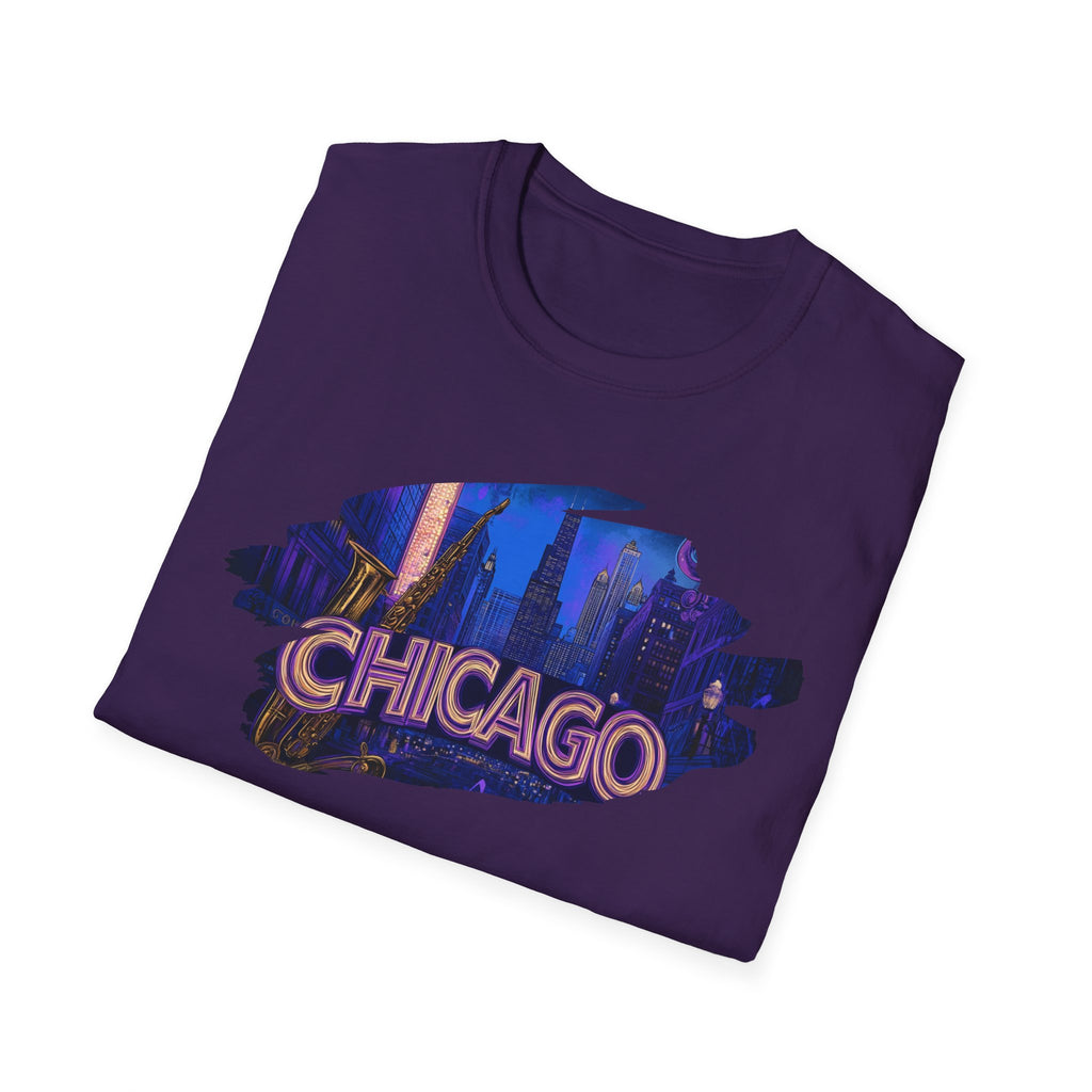 Chicago Neon Skyline T-Shirt | Cityscape Night Design