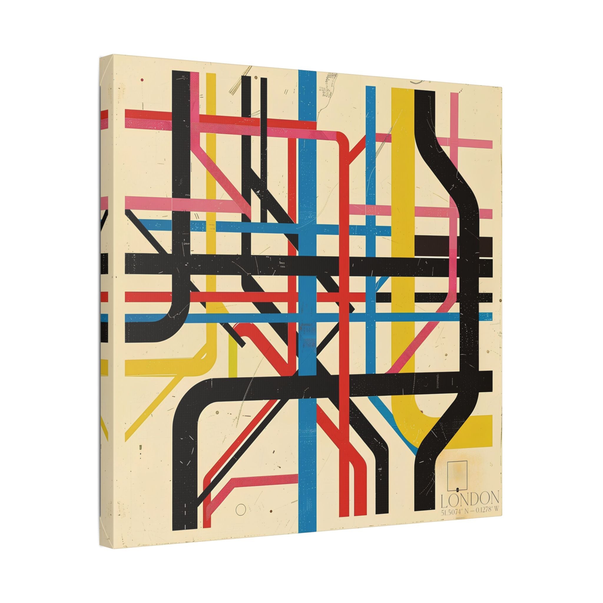London Subway Map Art Canvas — Retro Abstract Transit Wall Decor