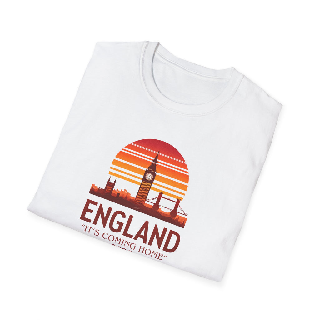 England Skyline World Cup 2026 T‑Shirt — "England It's Coming Home" Retro Sunset Tee